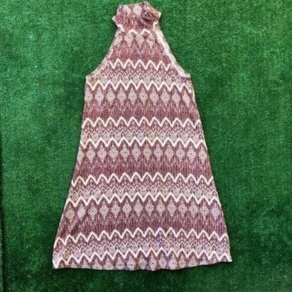 Tribal Print Spring Flowy Mock Neck Dress Casual Summer Outfit Size S - Picture 5 of 7